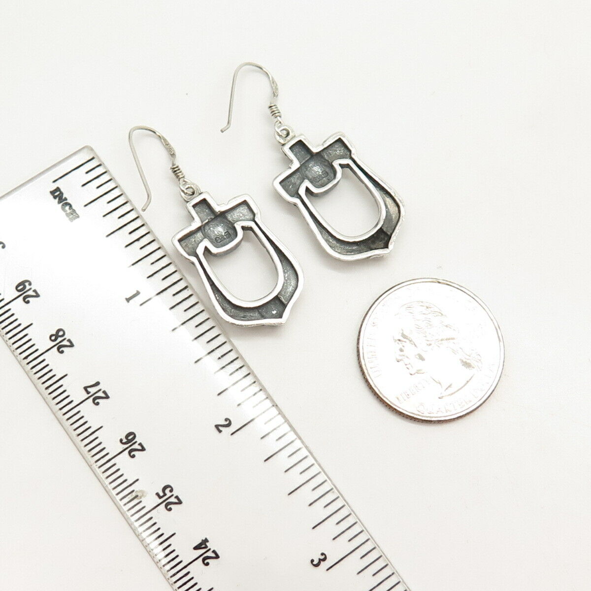 925 Sterling Silver Vintage Brutalist Design Dangling Earrings