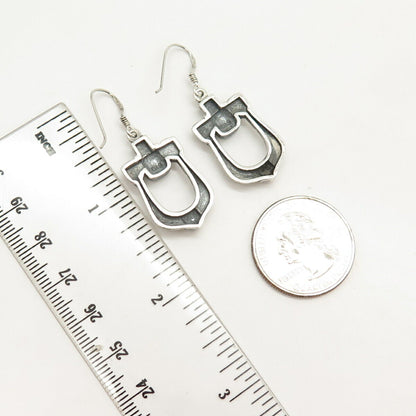 925 Sterling Silver Vintage Brutalist Design Dangling Earrings