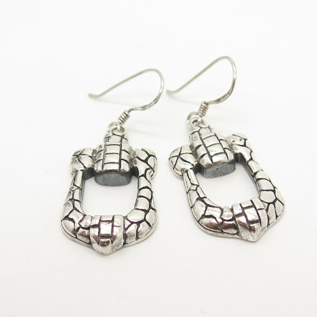 925 Sterling Silver Vintage Brutalist Design Dangling Earrings