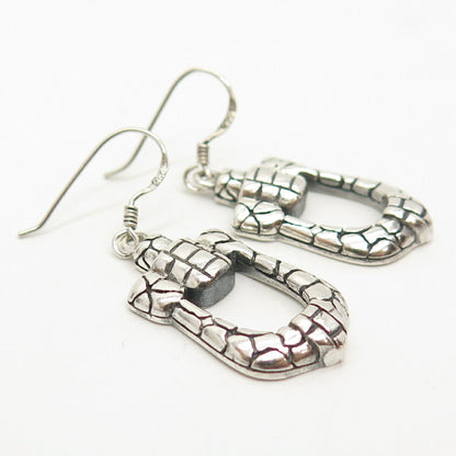 925 Sterling Silver Vintage Brutalist Design Dangling Earrings