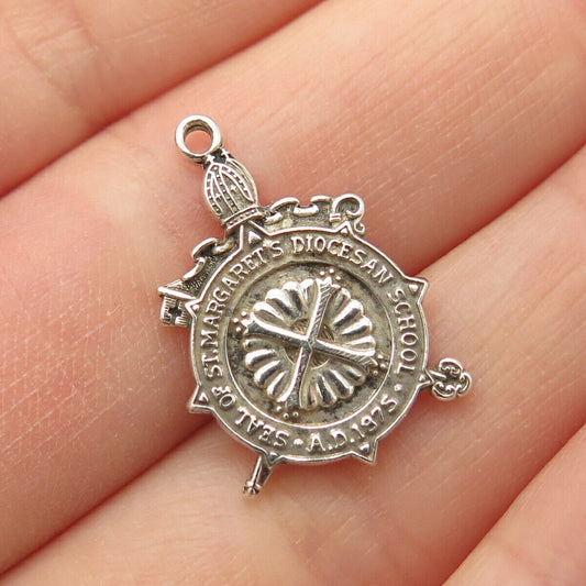 925 Sterling Silver Vintage "Seal of St. Margaret's Diocesan School" Pendant