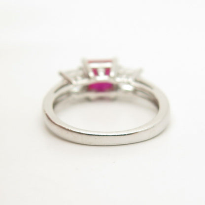 925 Sterling Silver White & Pink C Z Ring Size 7