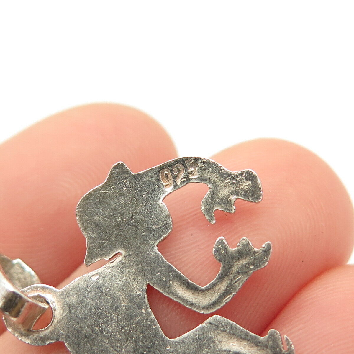 925 Sterling Silver Vintage Enamel Abstract Monkey Design Pendant