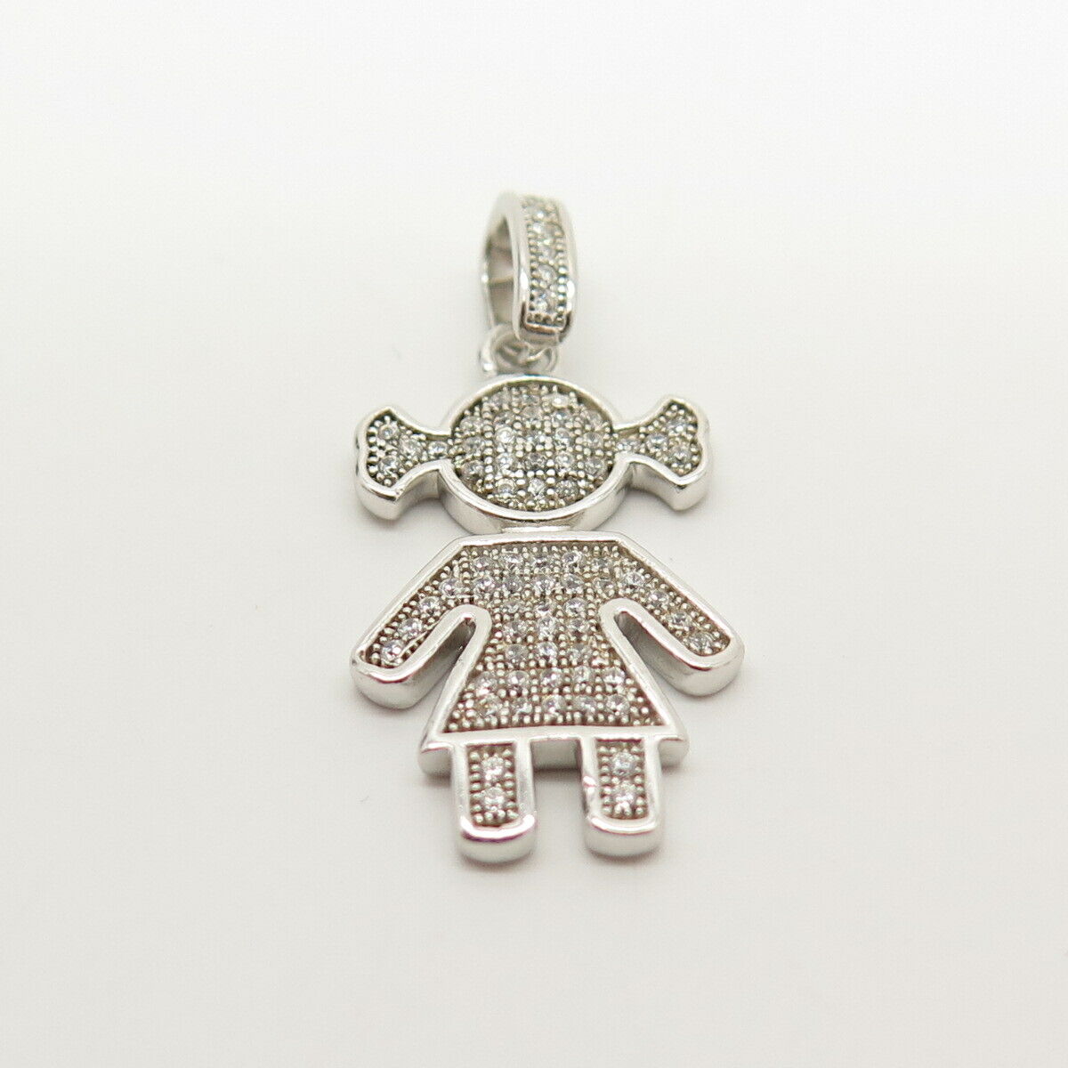 925 Sterling Silver Pave C Z Girl Design Pendant