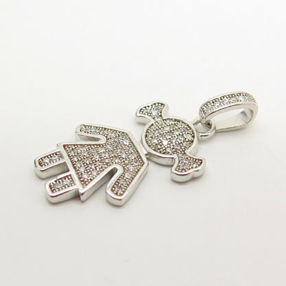 925 Sterling Silver Pave C Z Girl Design Pendant