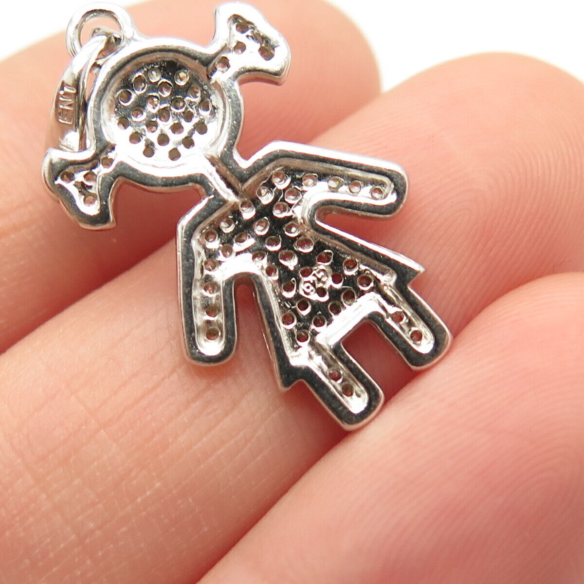 925 Sterling Silver Pave C Z Girl Design Pendant