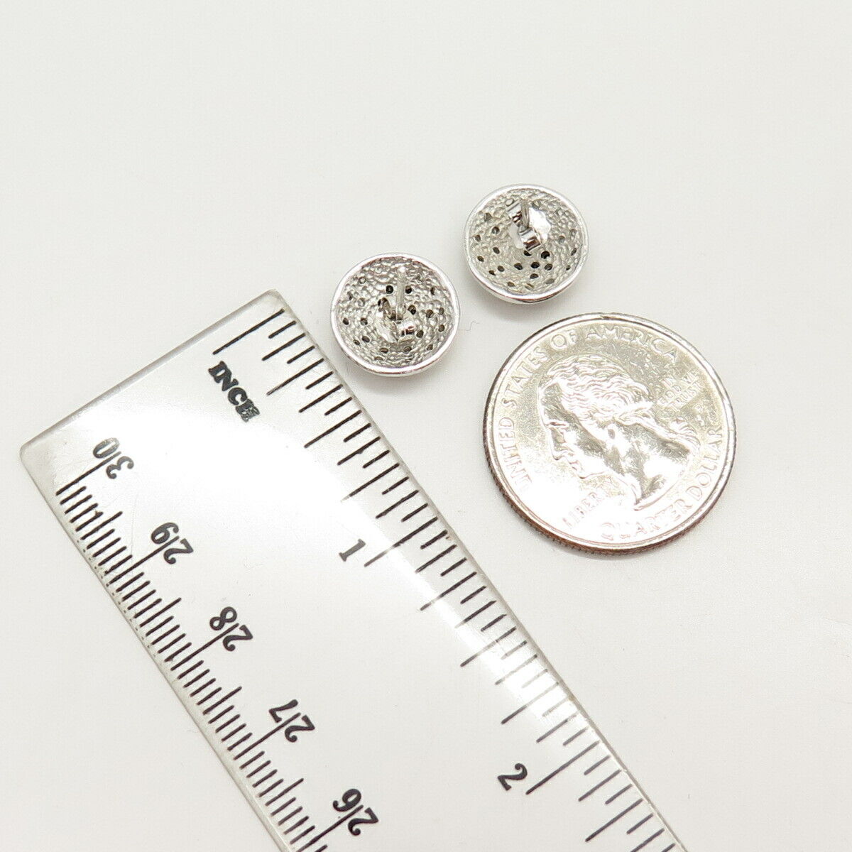 925 Sterling Silver White & Black C Z Stud Earrings