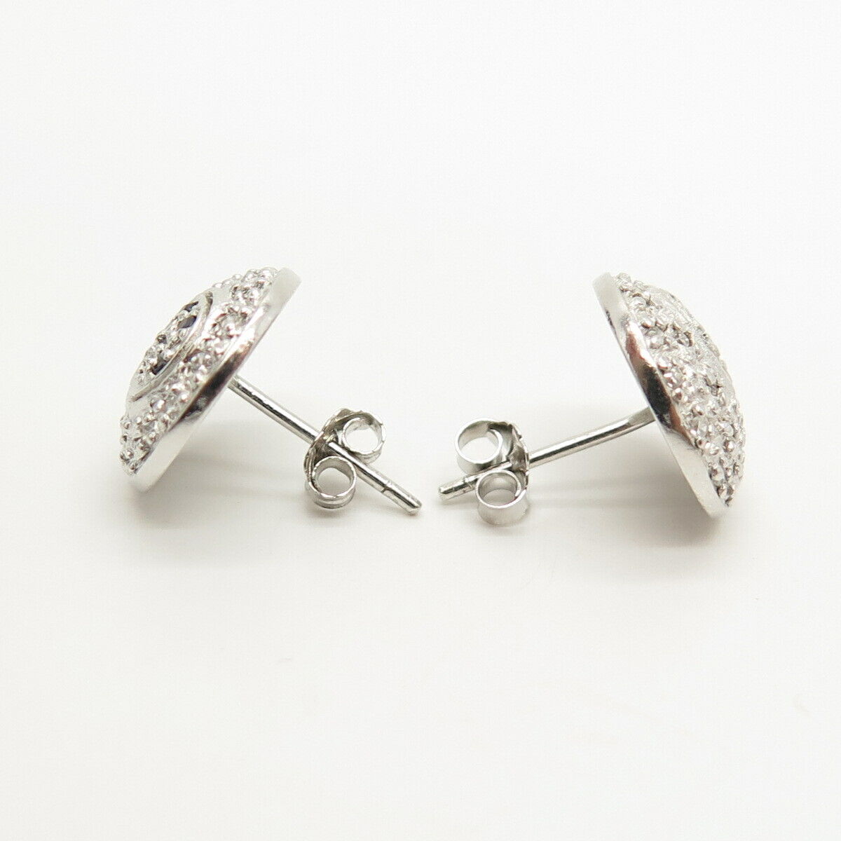 925 Sterling Silver White & Black C Z Stud Earrings