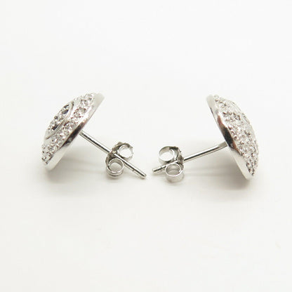 925 Sterling Silver White & Black C Z Stud Earrings