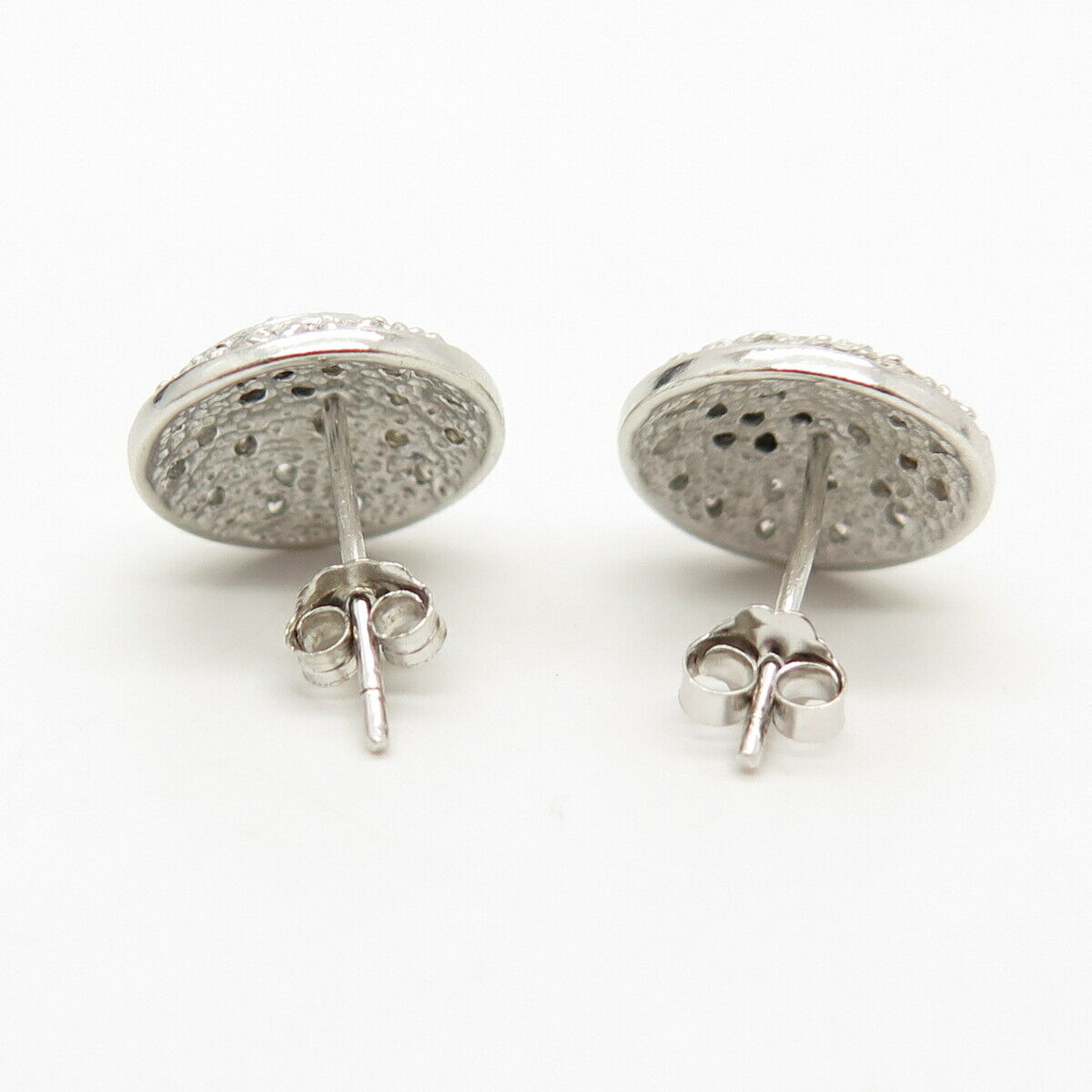 925 Sterling Silver White & Black C Z Stud Earrings