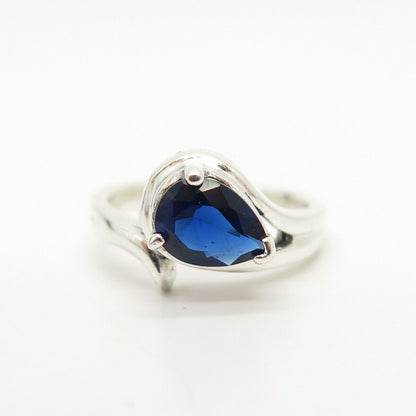 925 Sterling Silver Blue C Z Ring Size 6