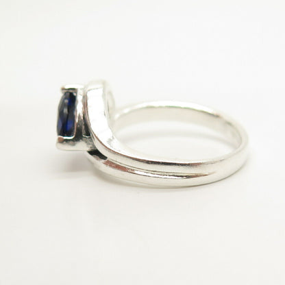 925 Sterling Silver Blue C Z Ring Size 6