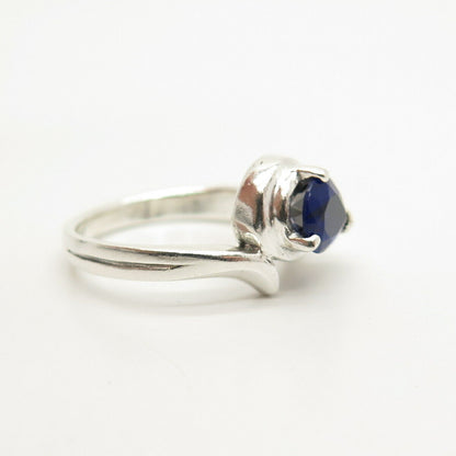 925 Sterling Silver Blue C Z Ring Size 6