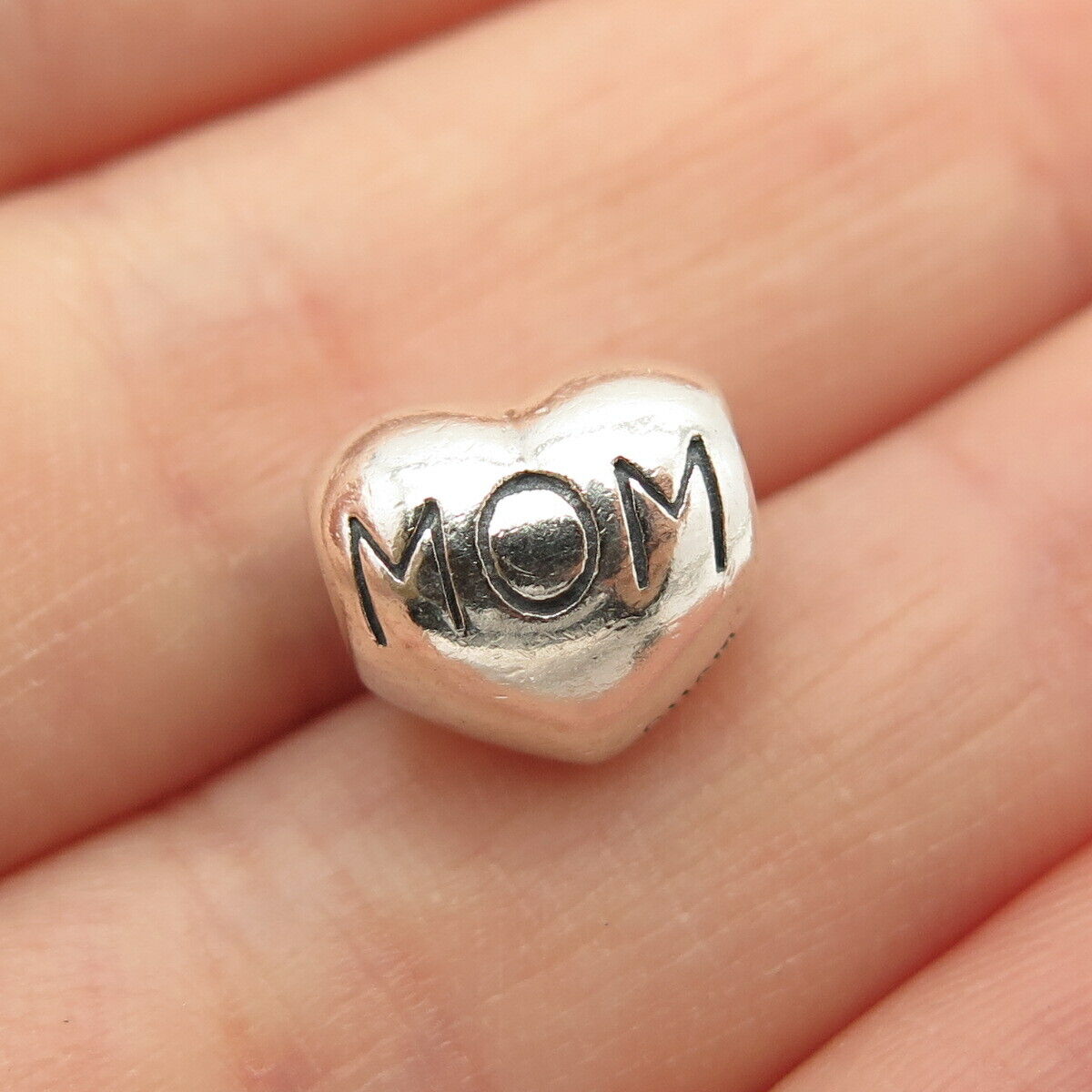 925 Sterling Silver Chamilia "MOM" Heart Design Bead Charm