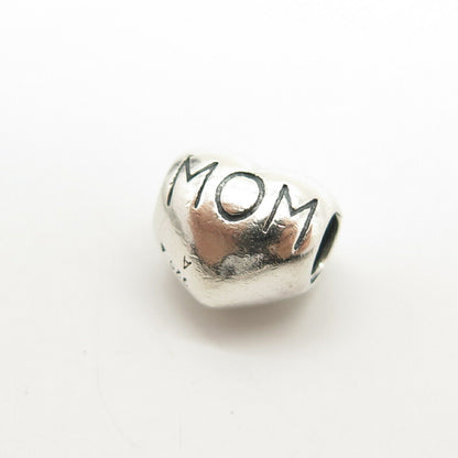 925 Sterling Silver Chamilia "MOM" Heart Design Bead Charm