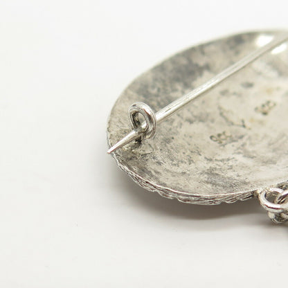 900 Silver Vintage Tribal Dangling Pin Brooch