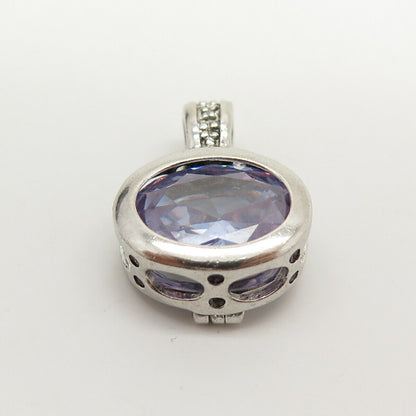 925 Sterling Silver Vintage Amethyst-Tone C Z Pendant