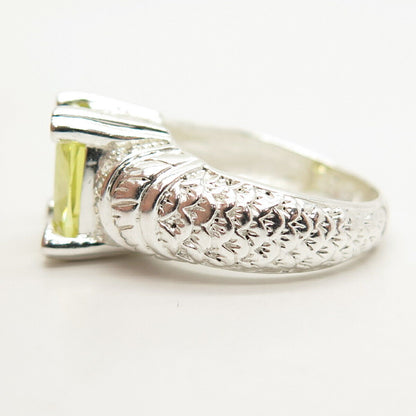 925 Sterling Silver Peridot-Tone C Z Ring Size 8