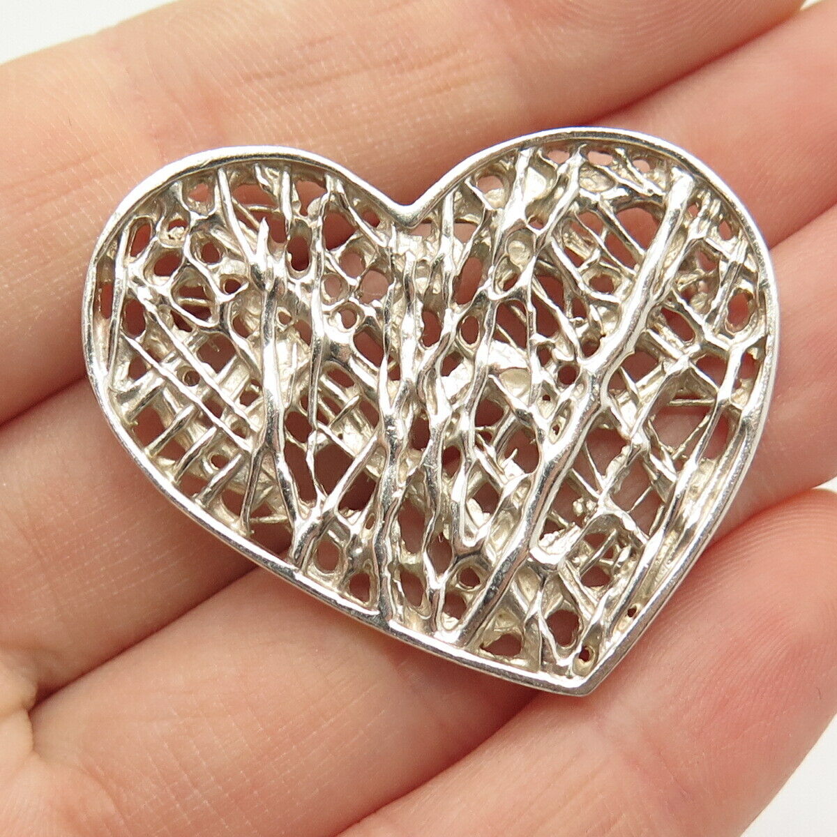 925 Sterling Silver Textured Heart Slide Pendant