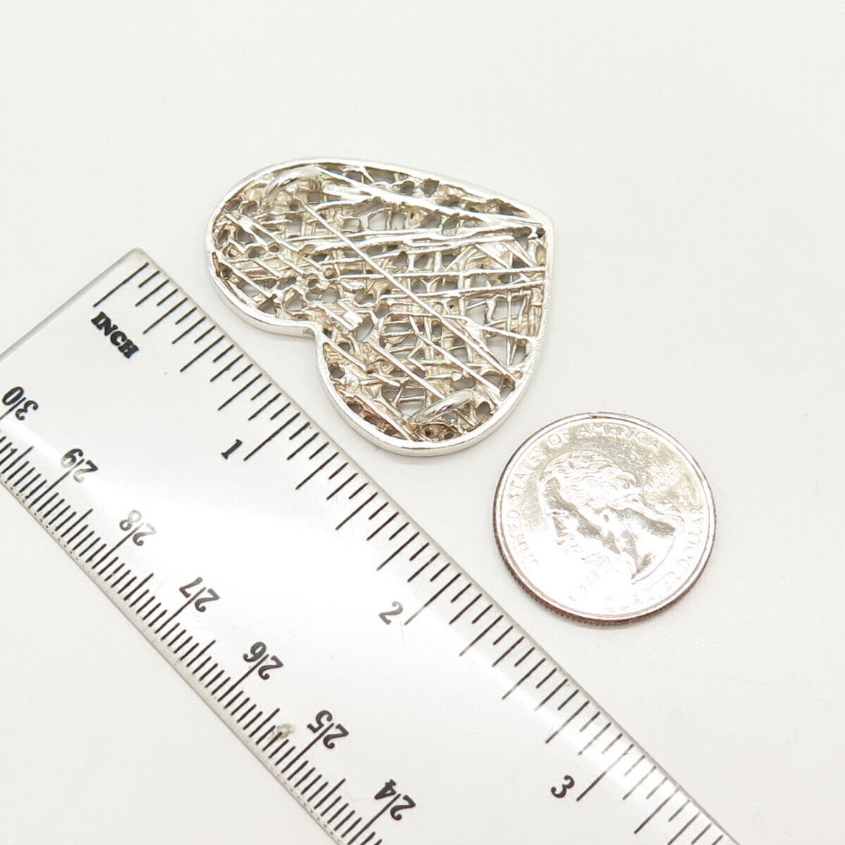 925 Sterling Silver Textured Heart Slide Pendant