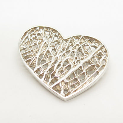 925 Sterling Silver Textured Heart Slide Pendant