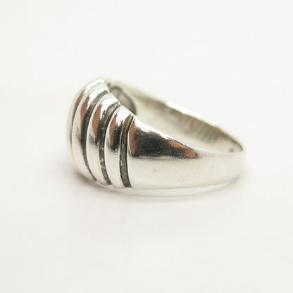 925 Sterling Silver Vintage Ribbed Ring Size 5 3/4