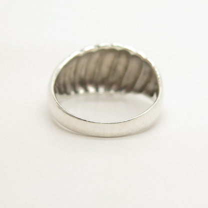 925 Sterling Silver Vintage Ribbed Ring Size 5 3/4