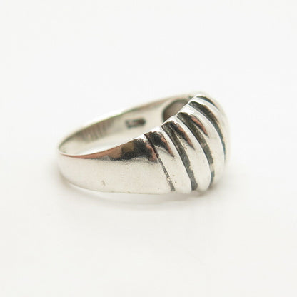 925 Sterling Silver Vintage Ribbed Ring Size 5 3/4