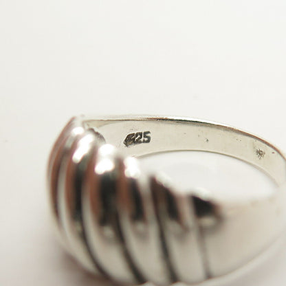 925 Sterling Silver Vintage Ribbed Ring Size 5 3/4