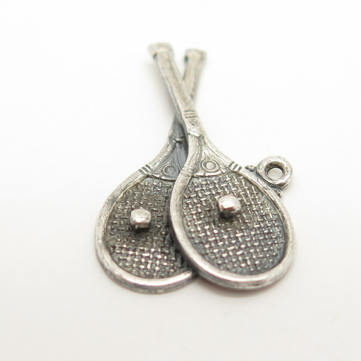 925 Sterling Silver Vintage S K Tennis Racquets & Ball Pendant