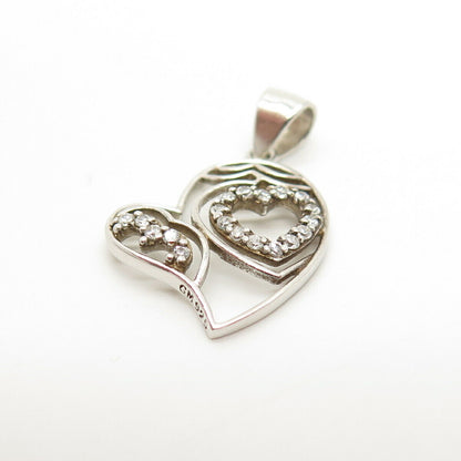 925 Sterling Silver C Z Open Heart Pendant