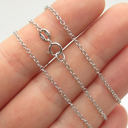 925 Sterling Silver Clear Glass Pendant Rolo Chain Necklace 16"