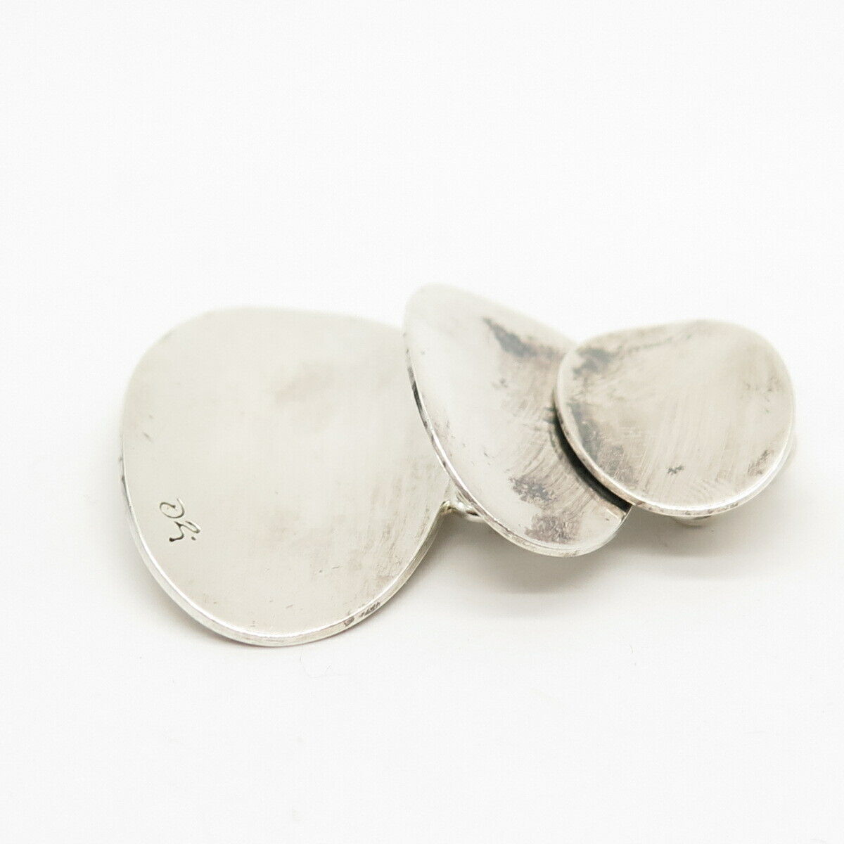 925 Sterling Silver Vintage Mexico Concave Oval Dangling Slide Pendant