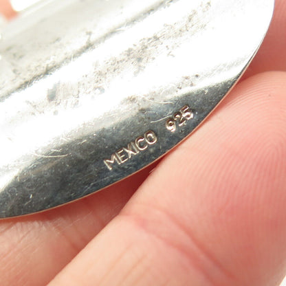 925 Sterling Silver Vintage Mexico Concave Oval Dangling Slide Pendant