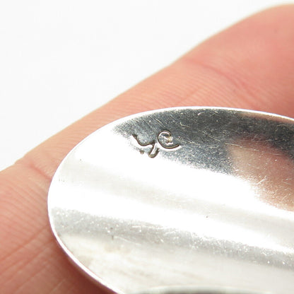 925 Sterling Silver Vintage Mexico Concave Oval Dangling Slide Pendant