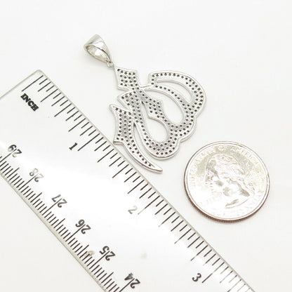925 Sterling Silver Pave C Z Muslims Allah Religious Pendant