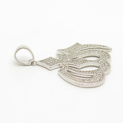 925 Sterling Silver Pave C Z Muslims Allah Religious Pendant