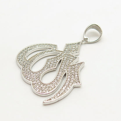 925 Sterling Silver Pave C Z Muslims Allah Religious Pendant