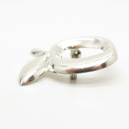 925 Sterling Silver Vintage Apple Design Pin Brooch