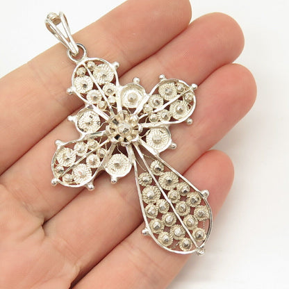 925 Sterling Silver Vintage Ornate Cross Pendant