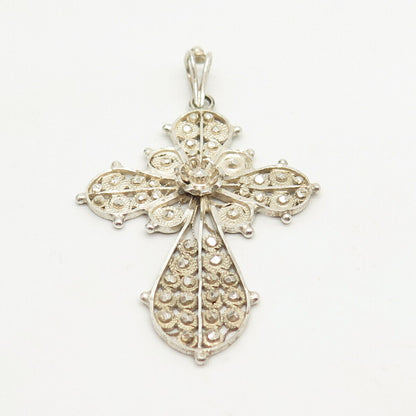 925 Sterling Silver Vintage Ornate Cross Pendant