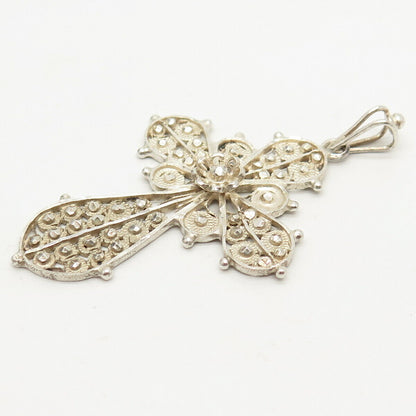 925 Sterling Silver Vintage Ornate Cross Pendant