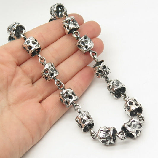 925 Sterling Silver Vintage Modernist Design Chain Necklace 16"