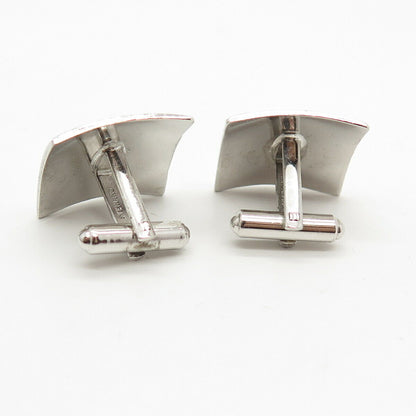 925 Sterling Silver Vintage USA C Z Etched / Striped Cufflinks