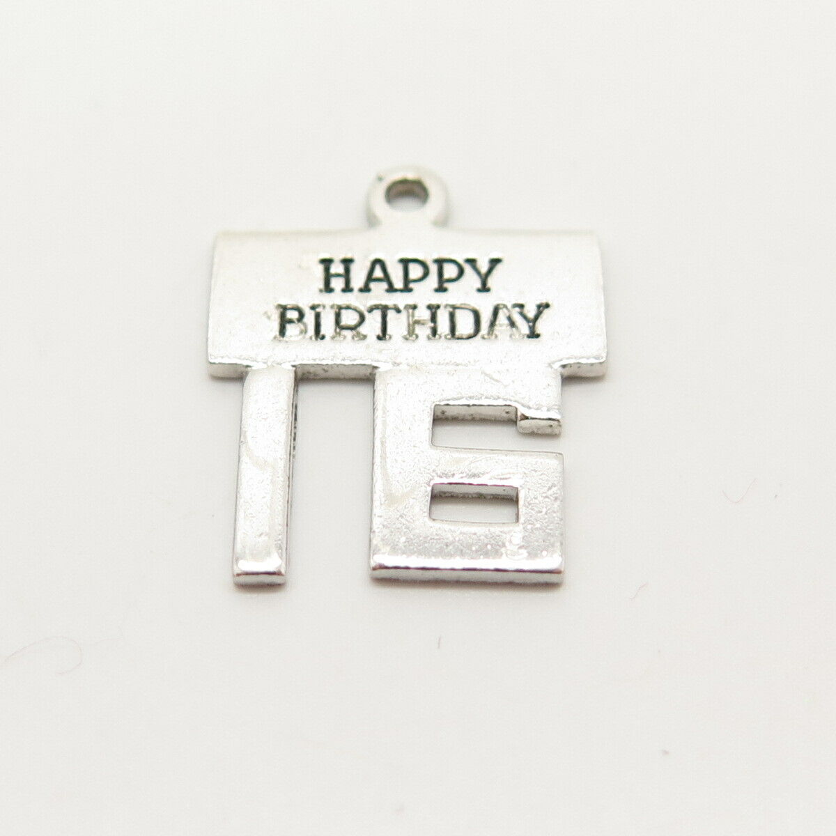 925 Sterling Silver Vintage Wells "Happy Birthday 16" Charm Pendant