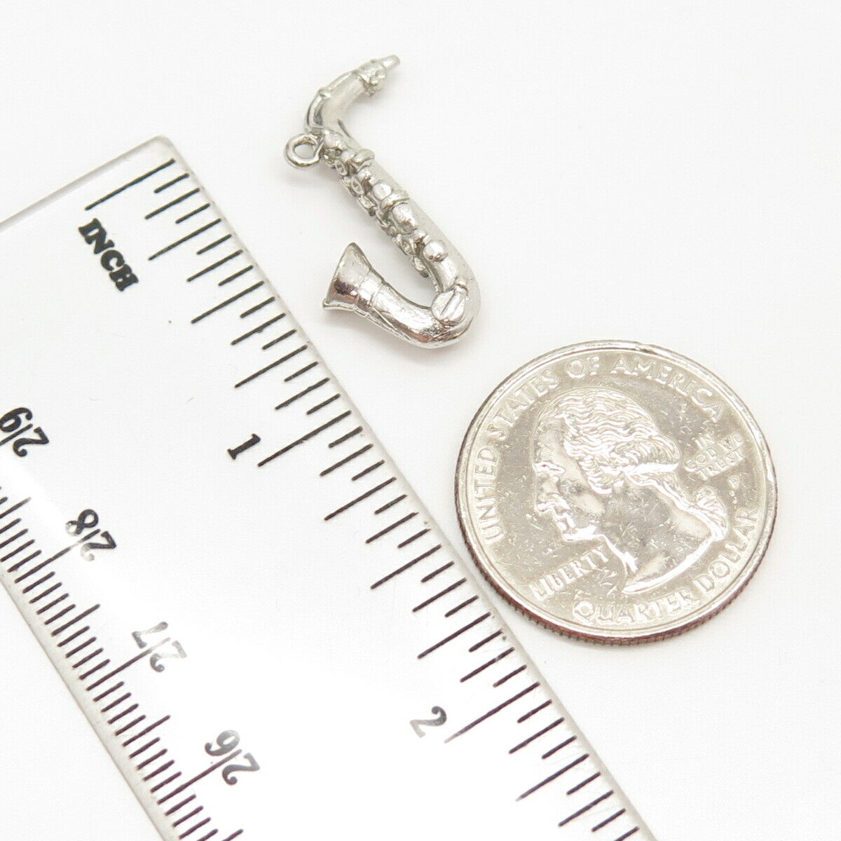 925 Sterling Silver Vintage Saxophone Musical Instrument Charm Pendant