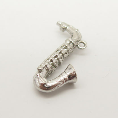 925 Sterling Silver Vintage Saxophone Musical Instrument Charm Pendant