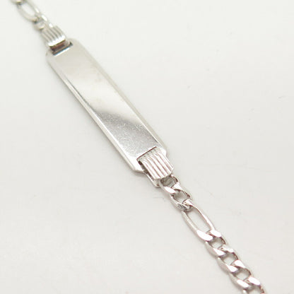 925 Sterling Silver Italy ID Figaro Link Bracelet 5 3/4"