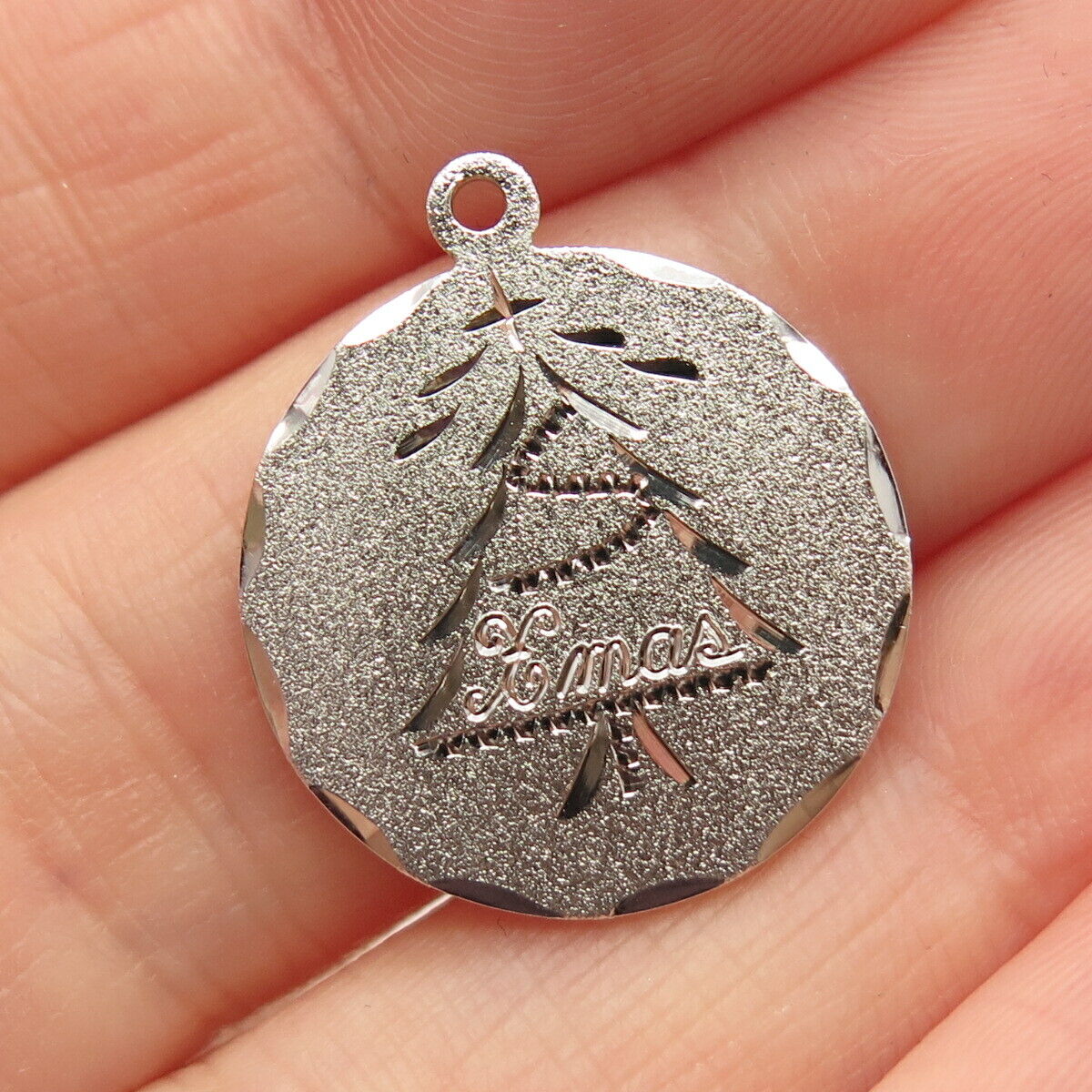 925 Sterling Silver Vintage Spencer "Xmas" Christmas Tree Design Charm Pendant