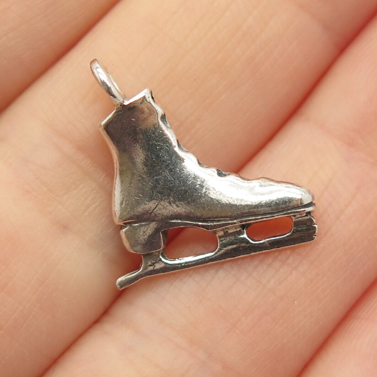 925 Sterling Silver Vintage Peter Stone Ice Skating Shoe Design Charm Pendant